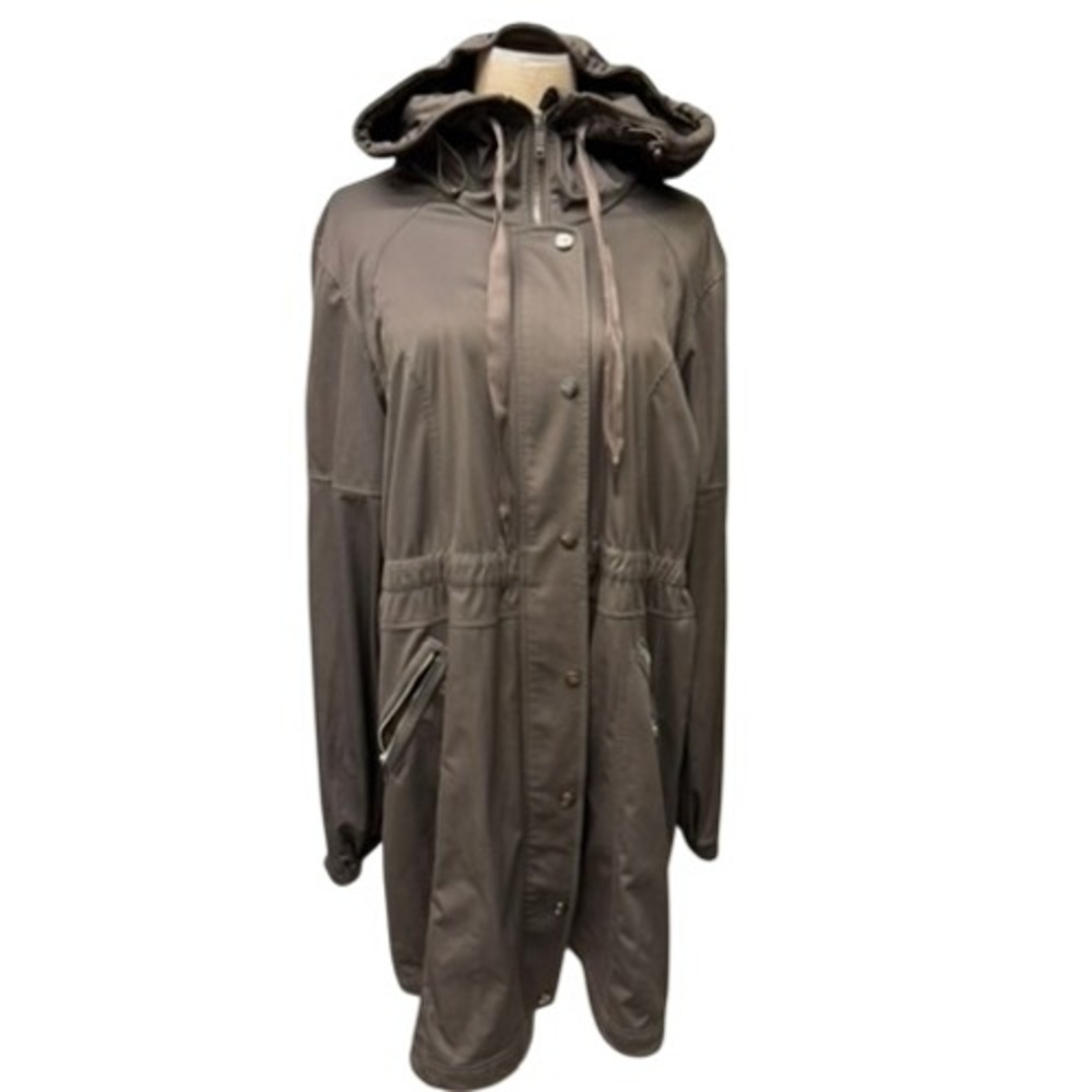 "Zella" Brown Hooded Drawstring Utility Parka Jacket Women SZ XL Workout Gym